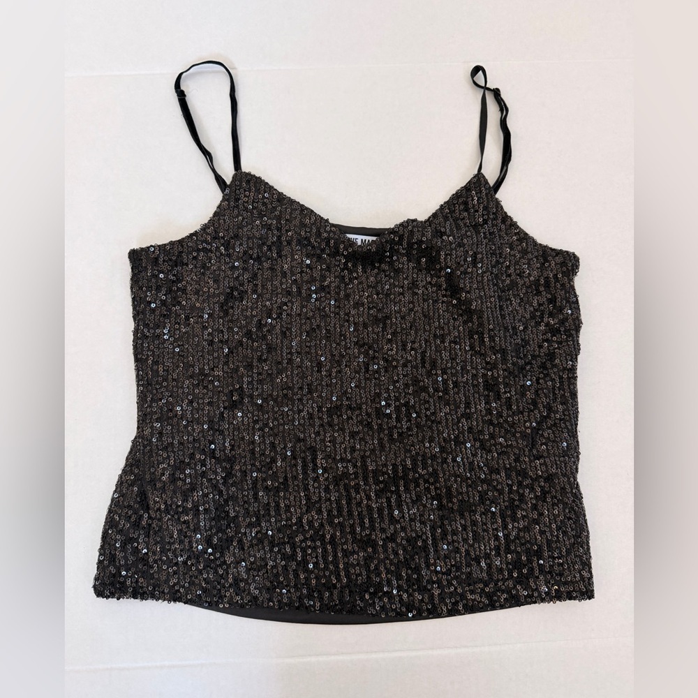 Steve Madden Black Sequin Top